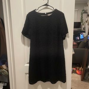 Loft textured black shift dress
